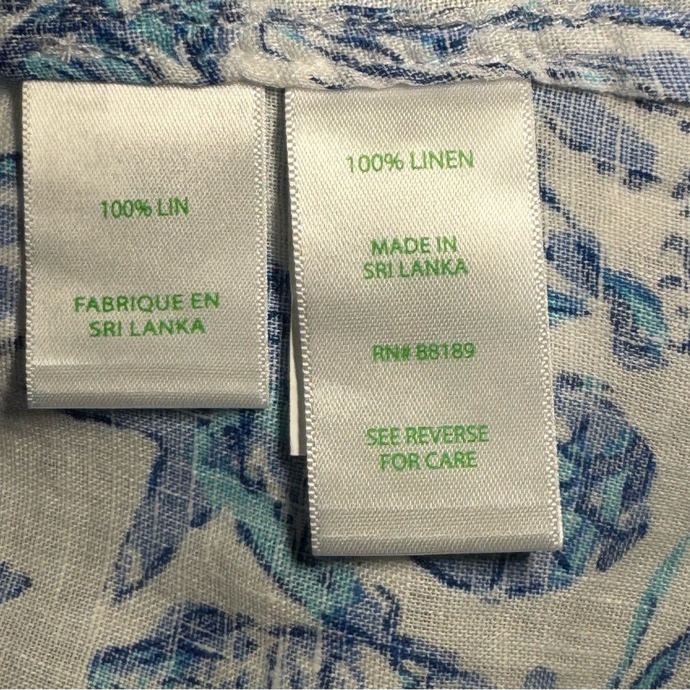 Lilly Pulitzer Women's Sea View Linen Button Down Top Shell Collector sz. Large - Picture 9 of 11